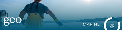Banner Marine Fisherman In Yellow Oilskins Pulling A Net At The Side Of A Boat