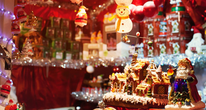 Market Stall Selling Christmas Decorations