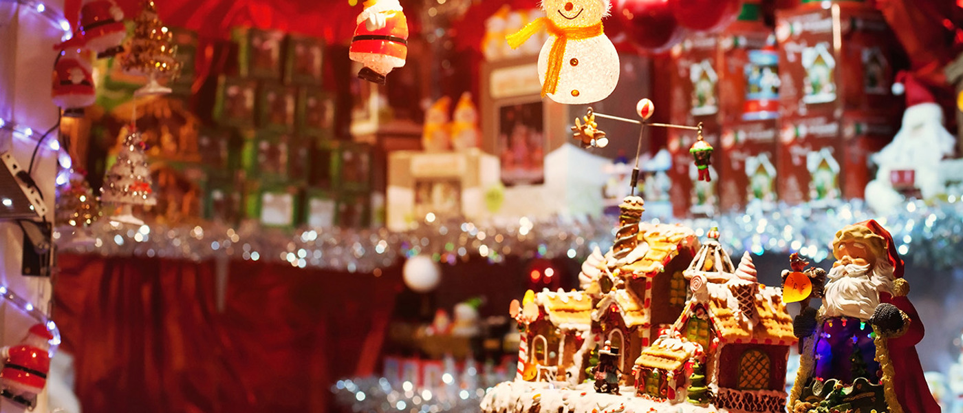 Market Stall Selling Christmas Decorations